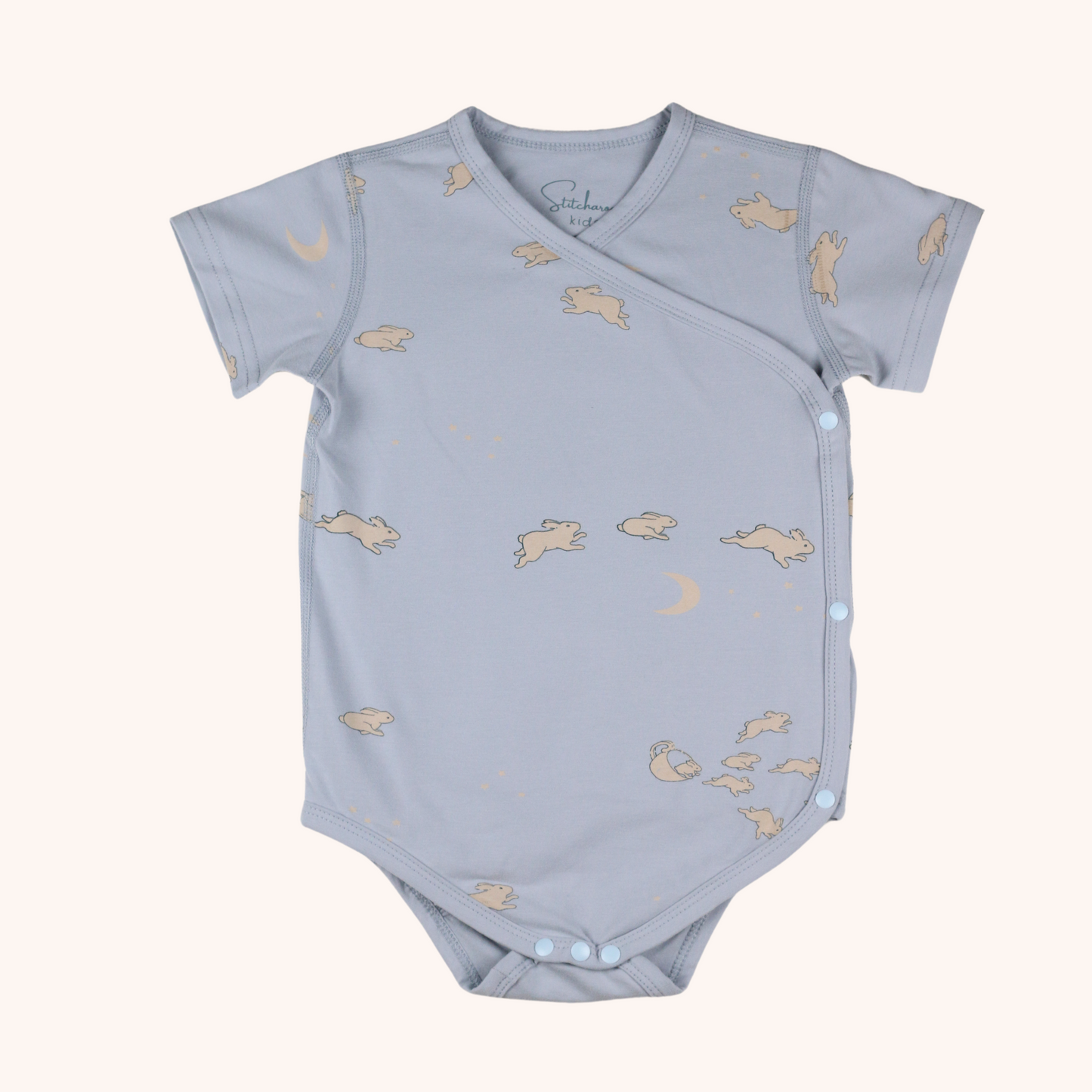3-Pack Short-Sleeve Side-Snap Bodysuit (Blue Bunny)