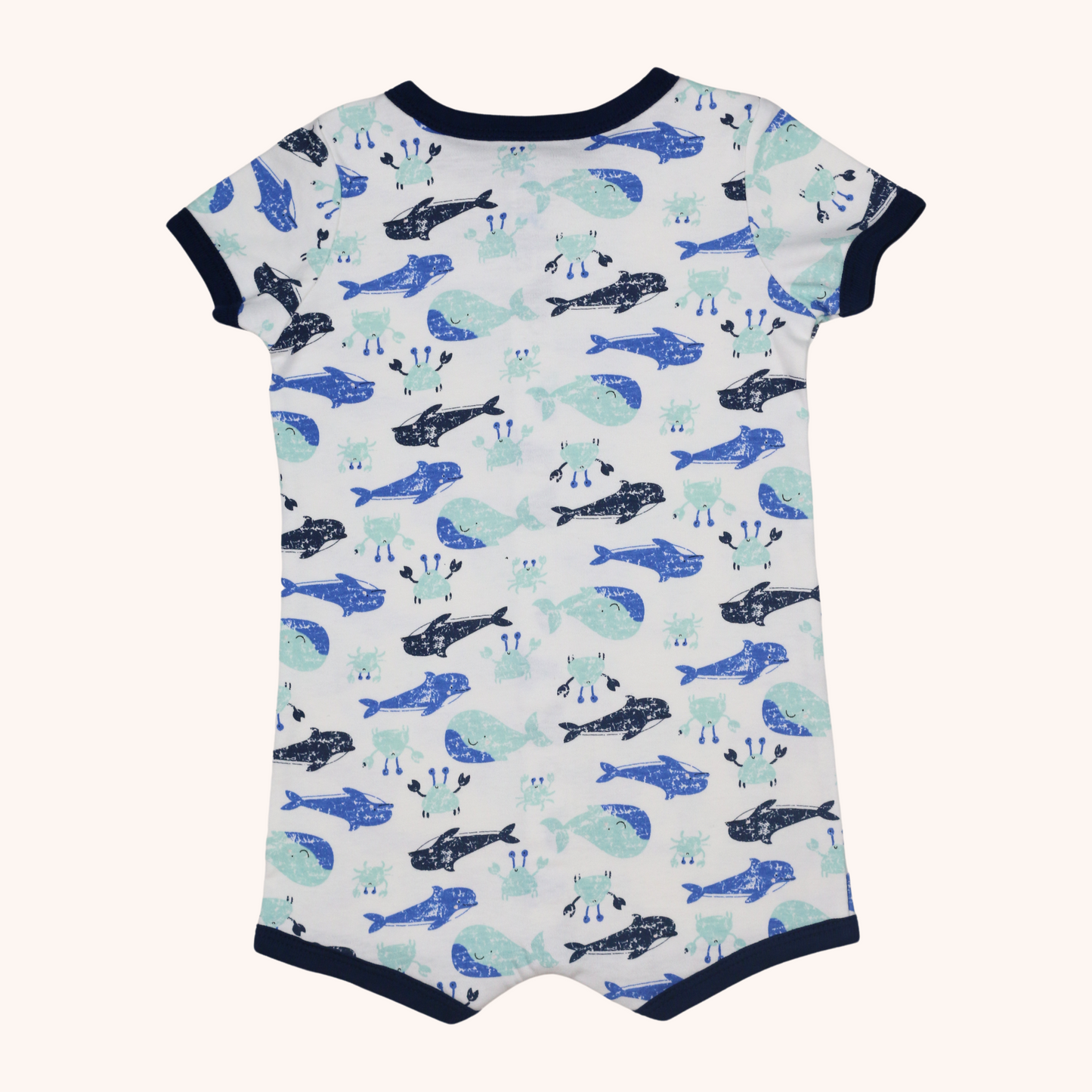 Front-Button Short-Sleeve Romper (Under The Sea)
