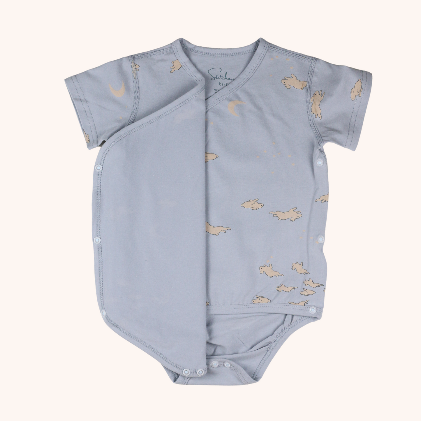3-Pack Short-Sleeve Side-Snap Bodysuit (Blue Bunny)