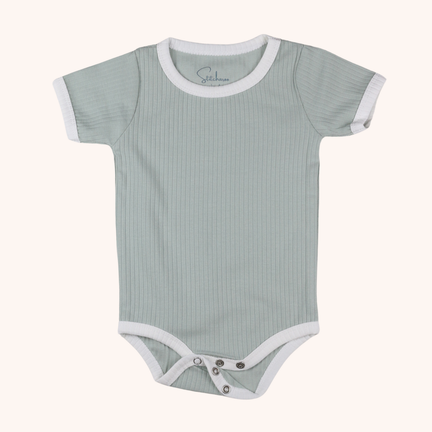 Ribbed Short-Sleeve Contrast Bodysuit