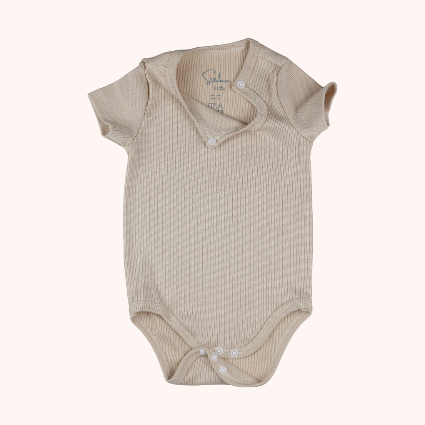 Ribbed Short-Sleeve Front Detail Bodysuit