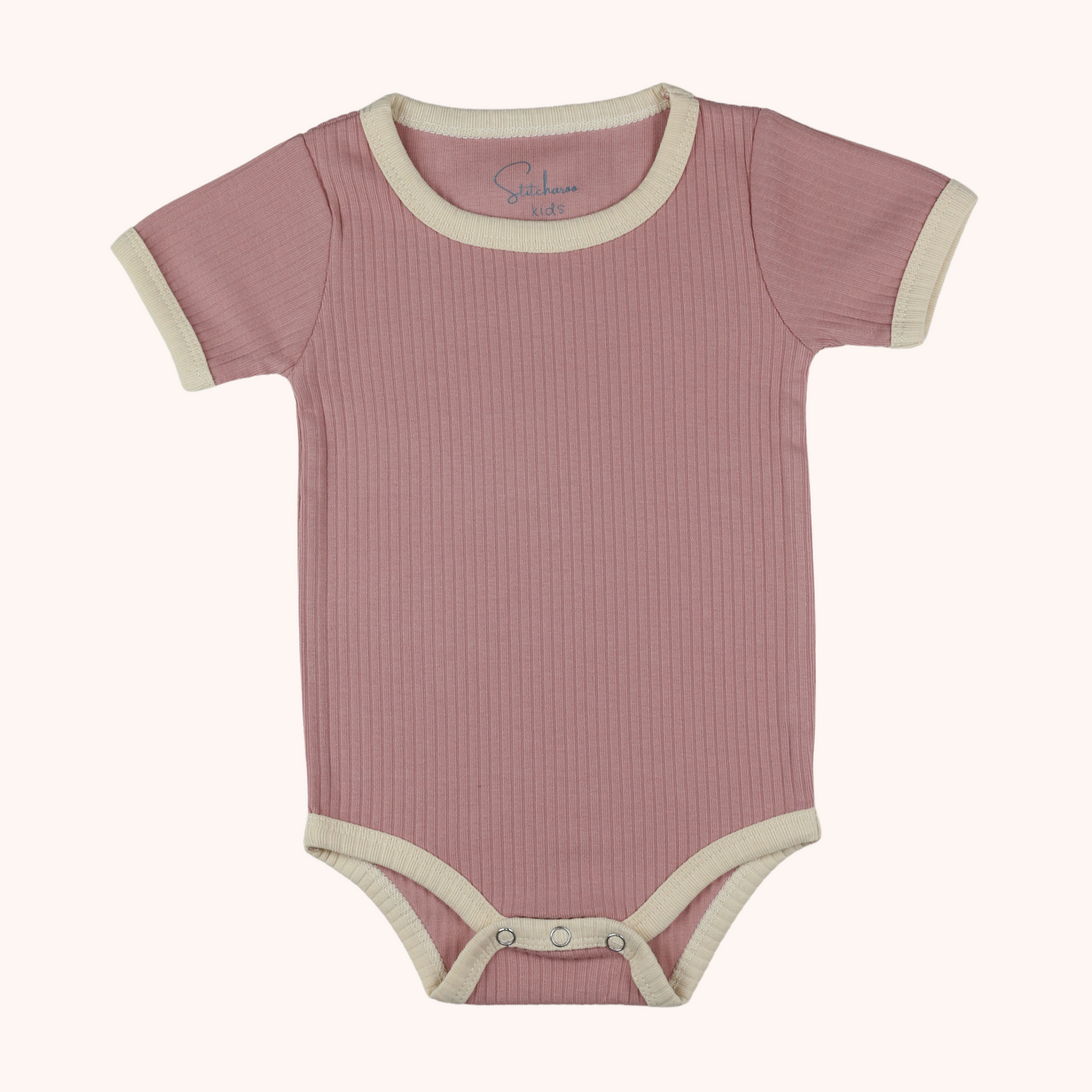 Ribbed Short-Sleeve Contrast Bodysuit