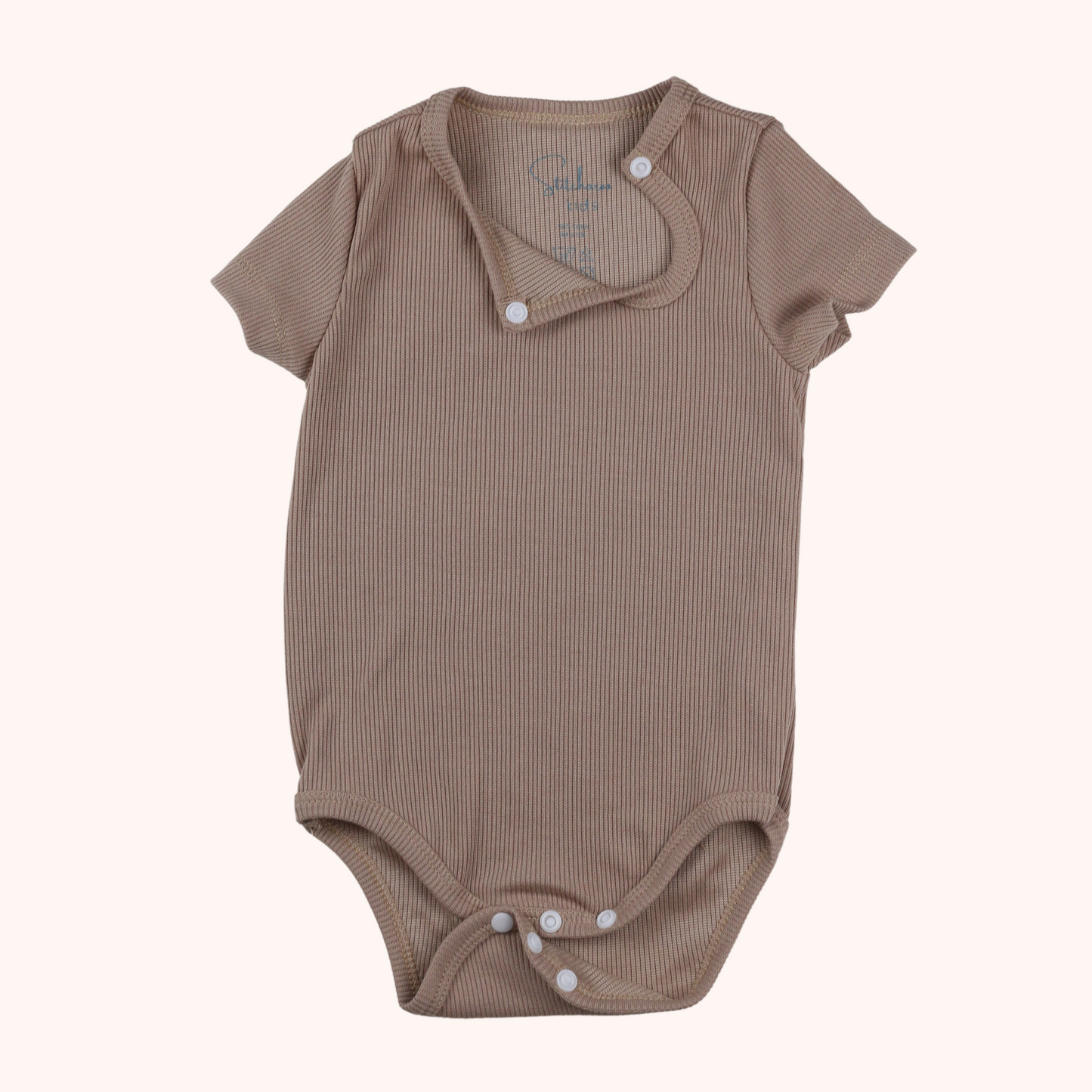 Ribbed Short-Sleeve Front Detail Bodysuit