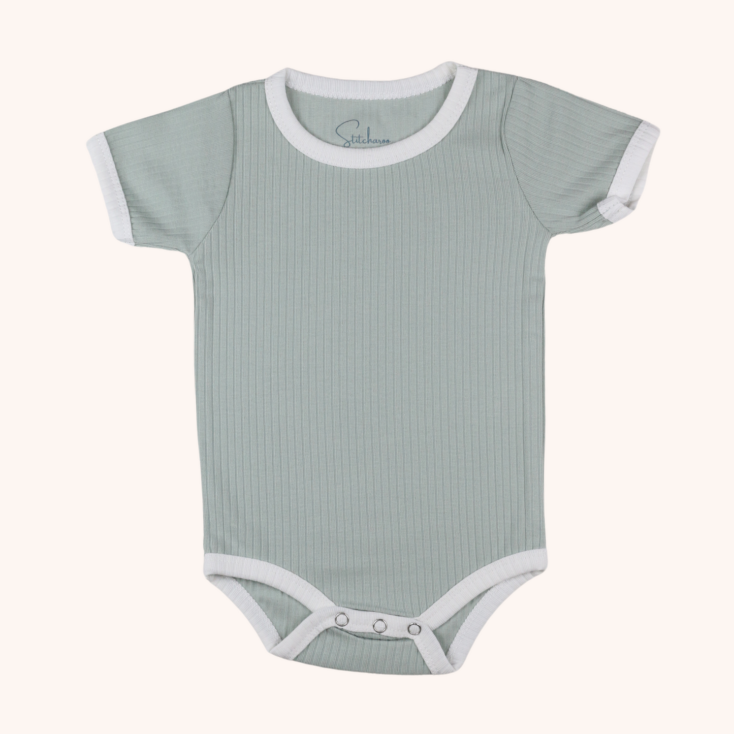 Ribbed Short-Sleeve Contrast Bodysuit