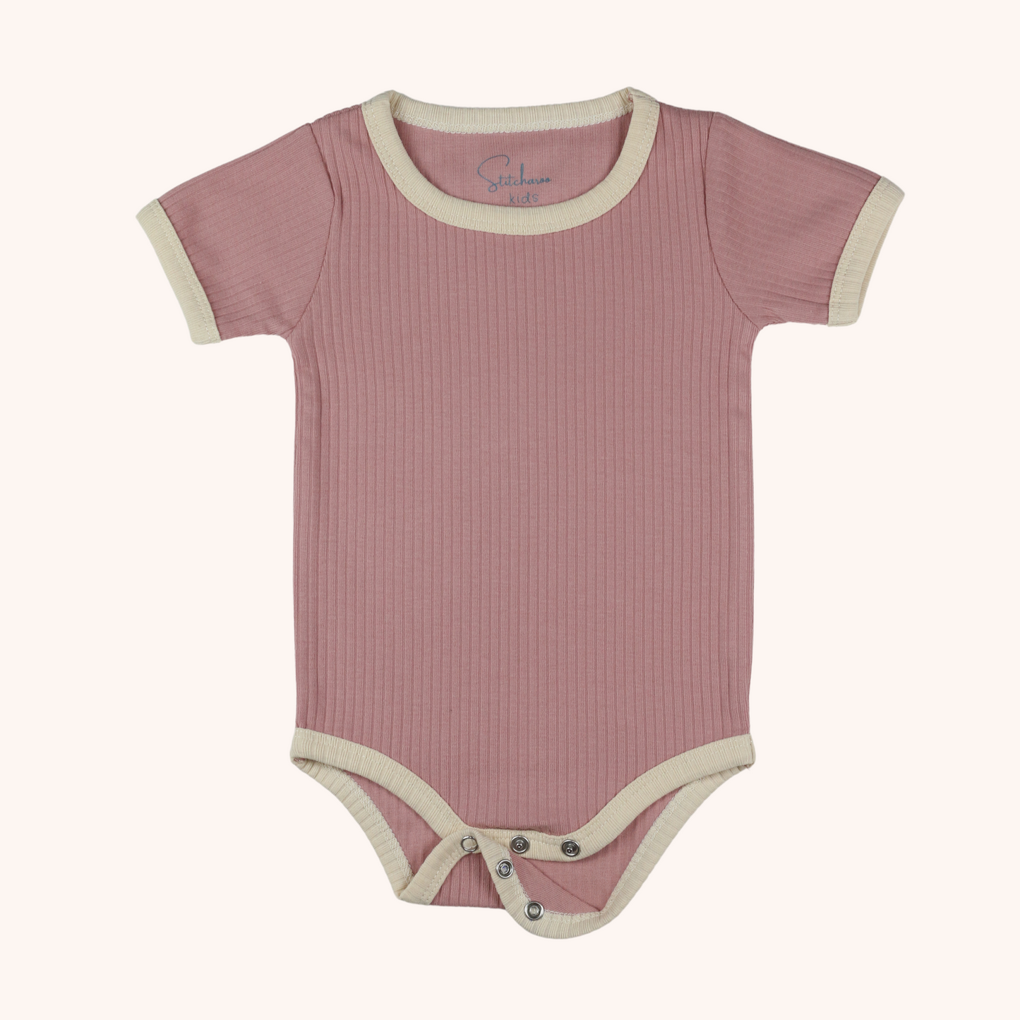 Ribbed Short-Sleeve Contrast Bodysuit