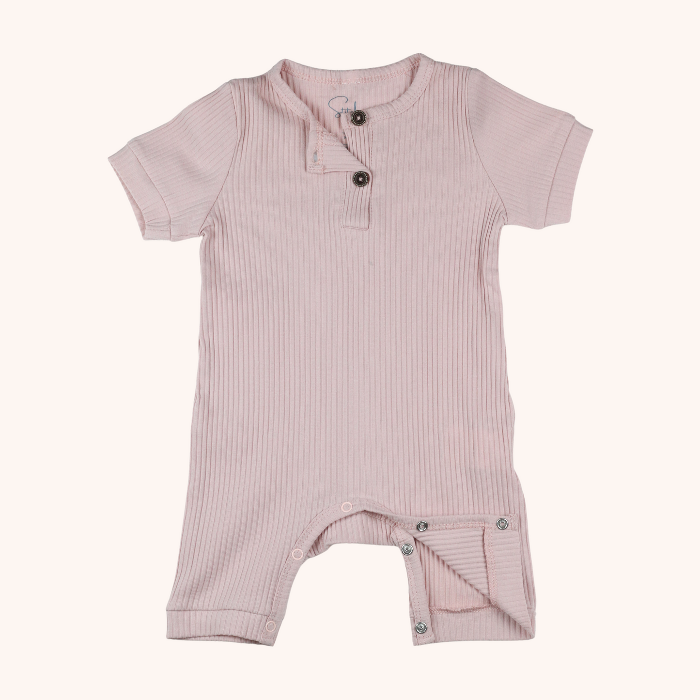 Ribbed Short-Sleeve Romper