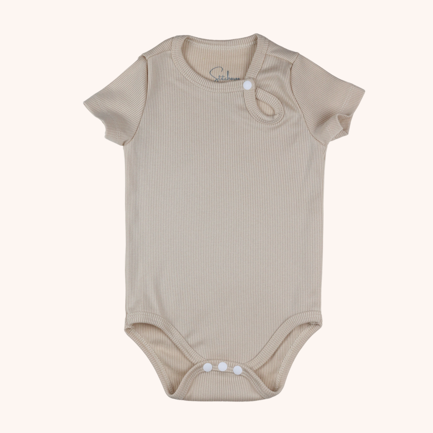 Ribbed Short-Sleeve Front Detail Bodysuit