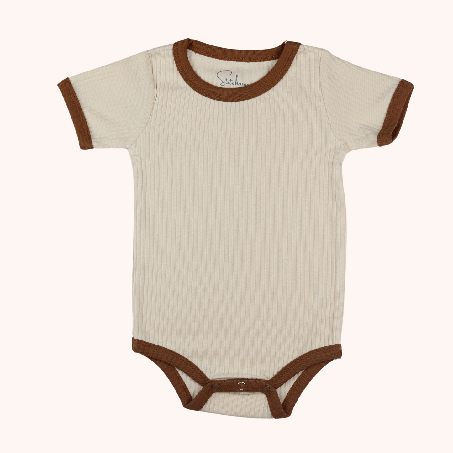 Ribbed Short-Sleeve Contrast Bodysuit