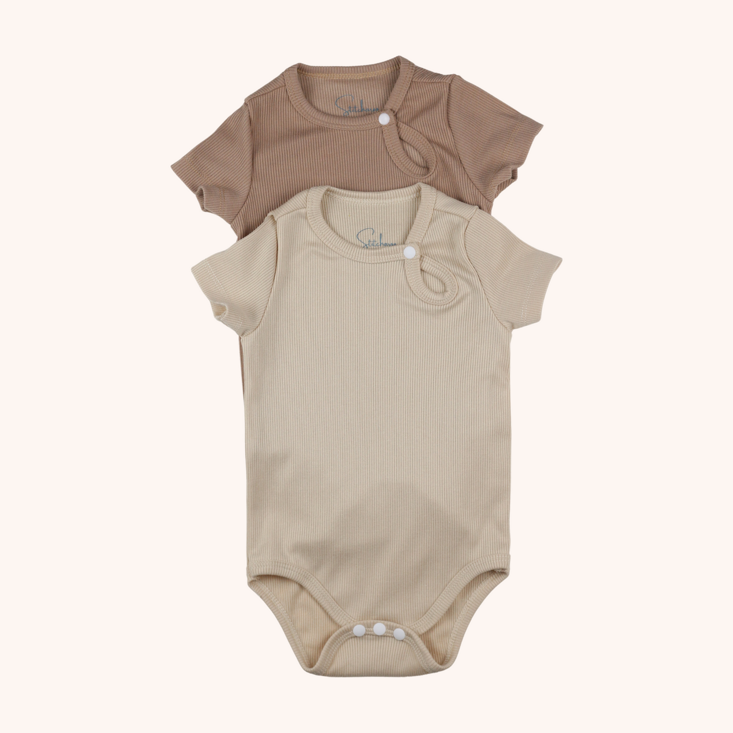 Ribbed Short-Sleeve Front Detail Bodysuit