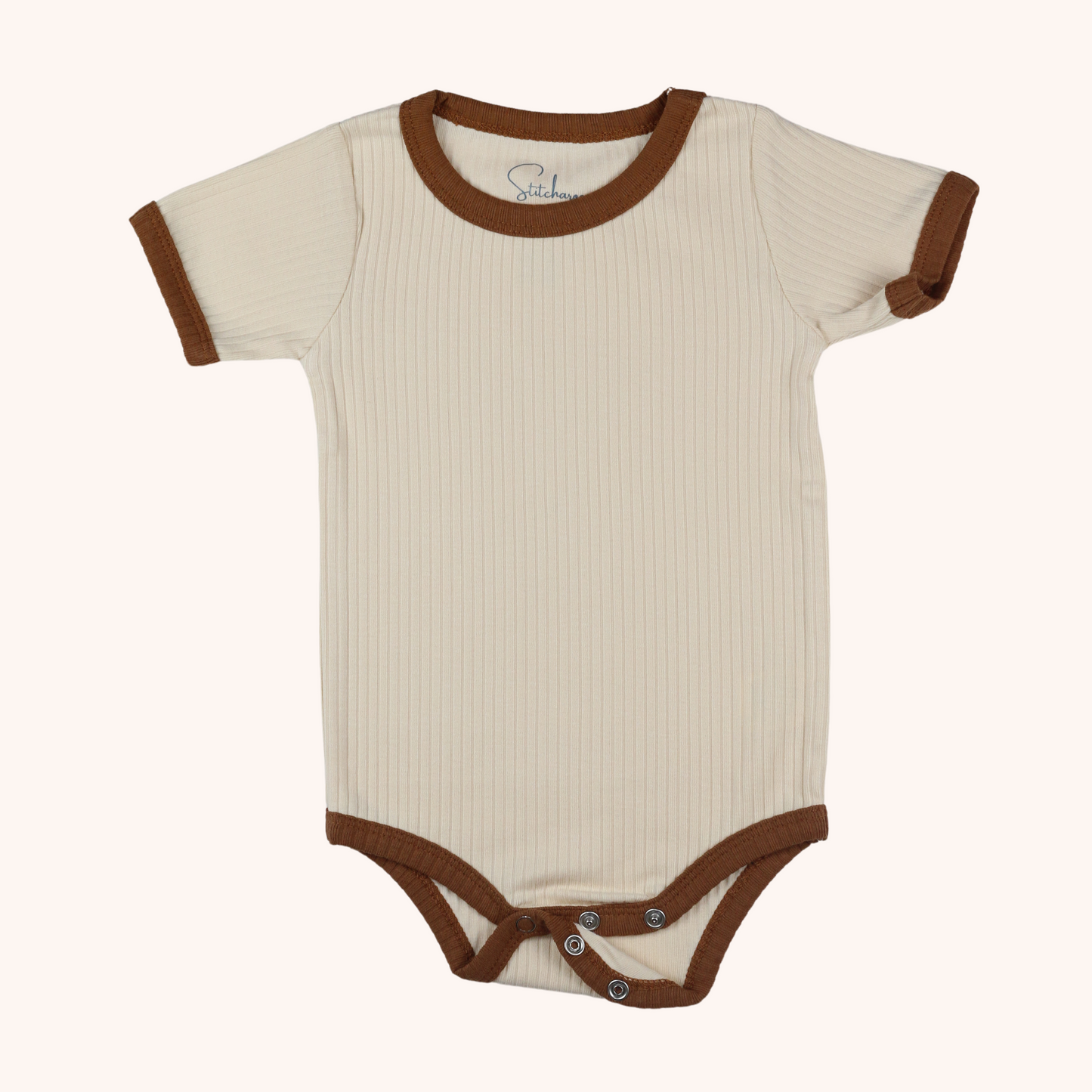 Ribbed Short-Sleeve Contrast Bodysuit