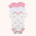 3-Pack Basic Short-Sleeve Bodysuit (Pink Swan)