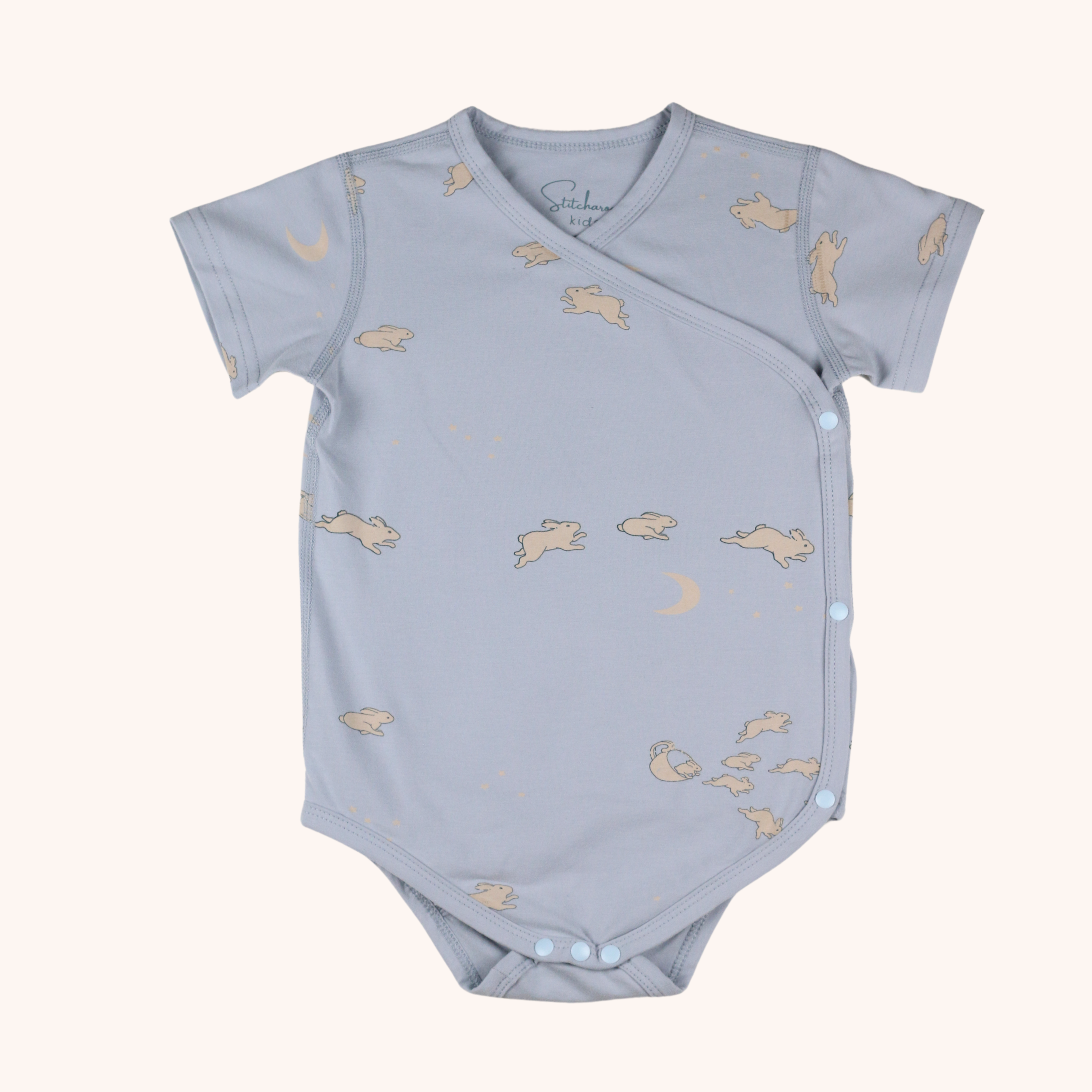 3-Pack Short-Sleeve Side-Snap Bodysuit (Blue Bunny)