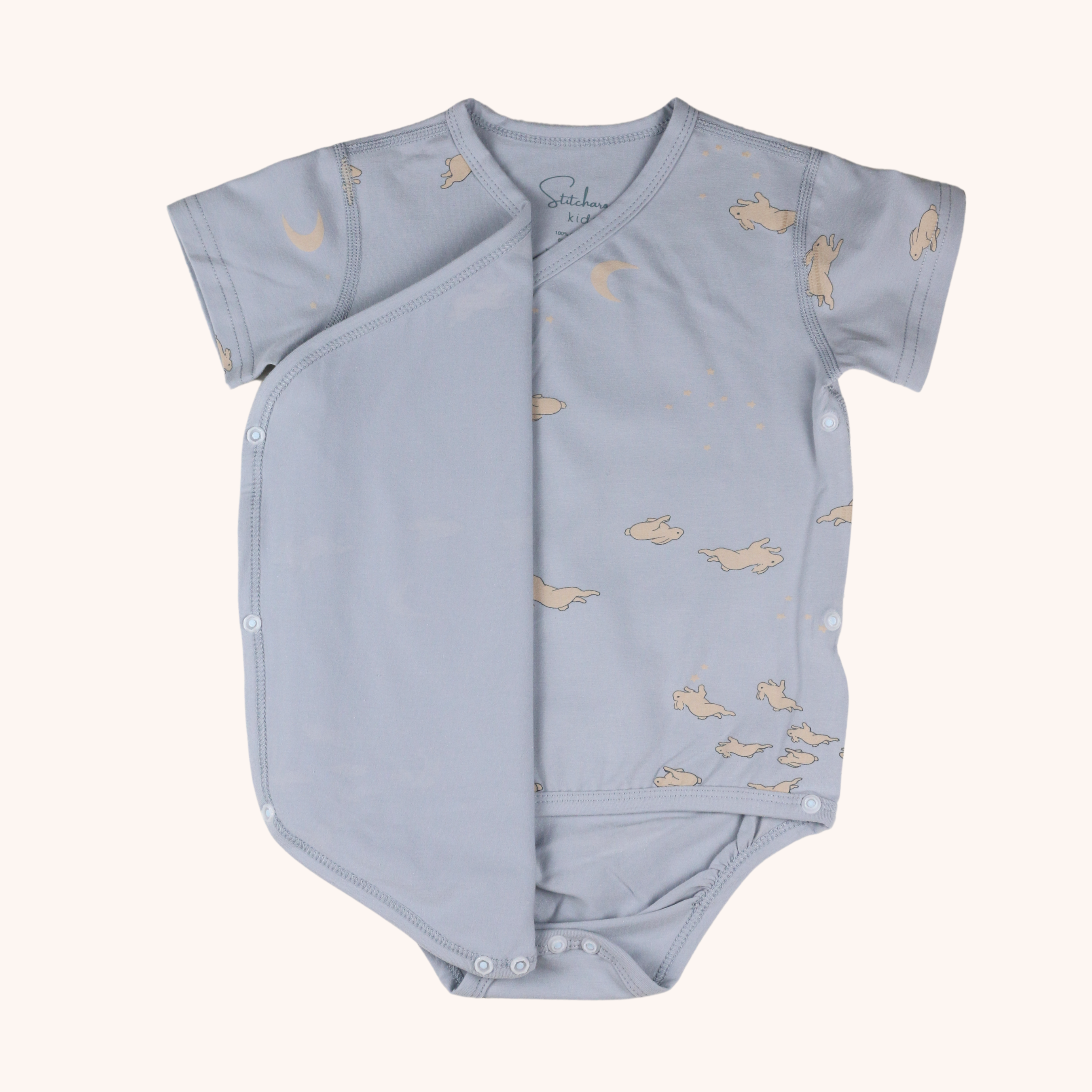 3-Pack Short-Sleeve Side-Snap Bodysuit (Blue Bunny)
