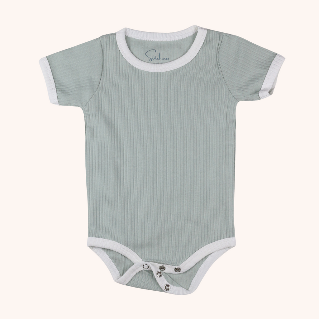 Ribbed Short-Sleeve Contrast Bodysuit