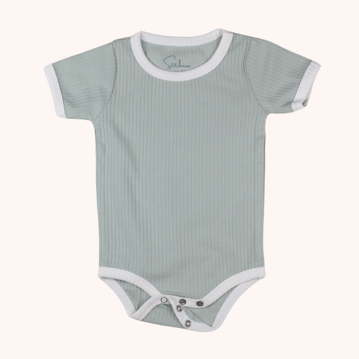 Ribbed Short-Sleeve Contrast Bodysuit