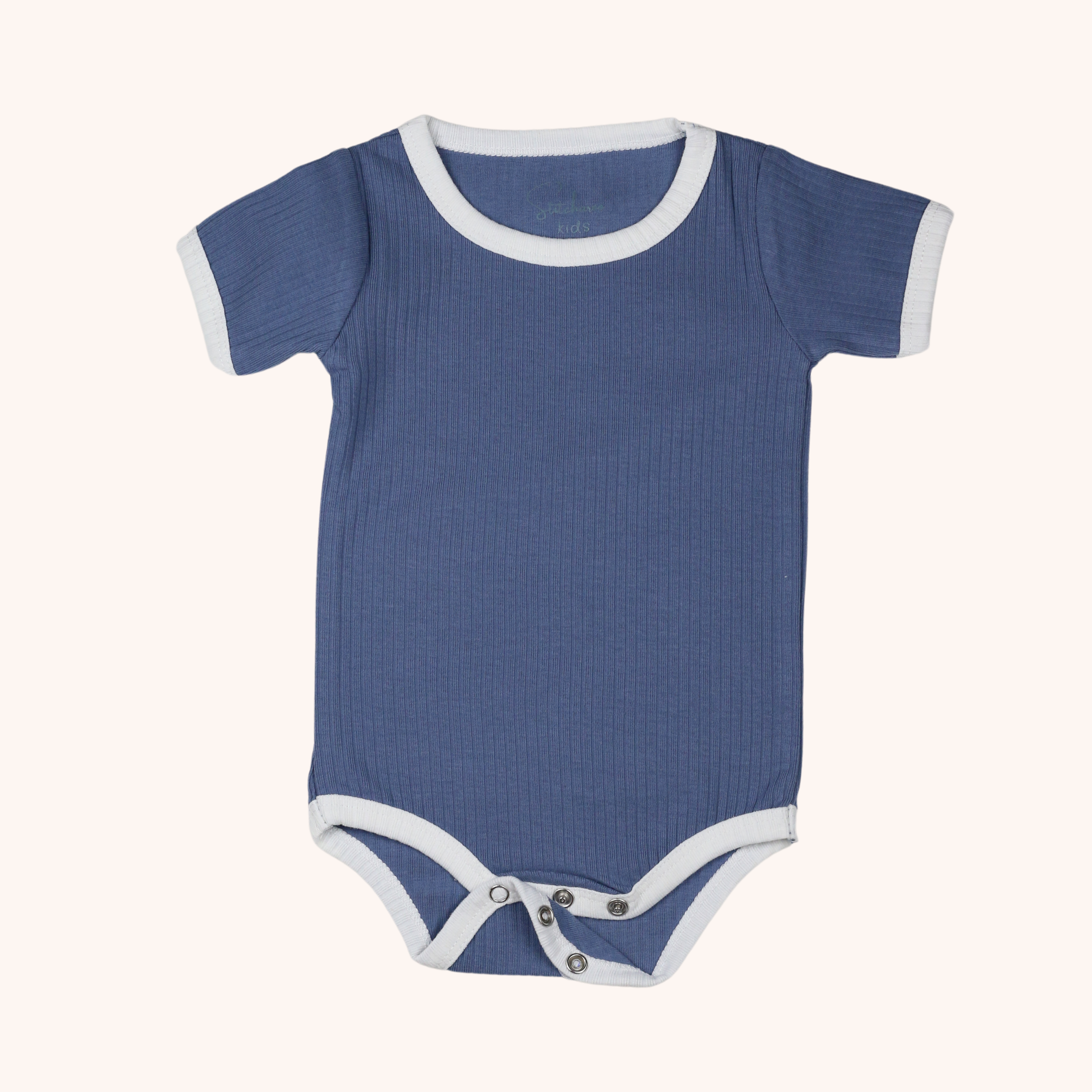 Ribbed Short-Sleeve Contrast Bodysuit