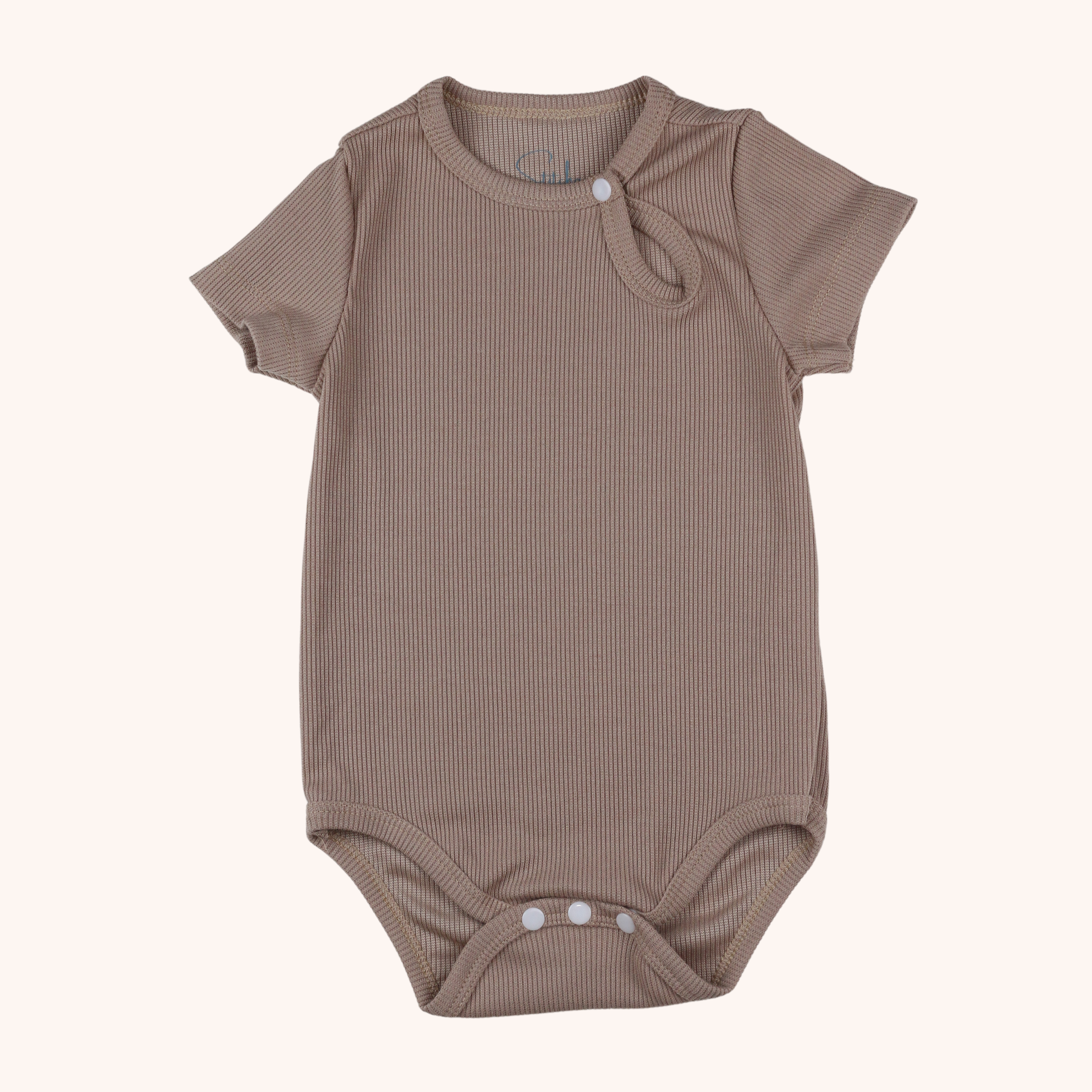 Ribbed Short-Sleeve Front Detail Bodysuit