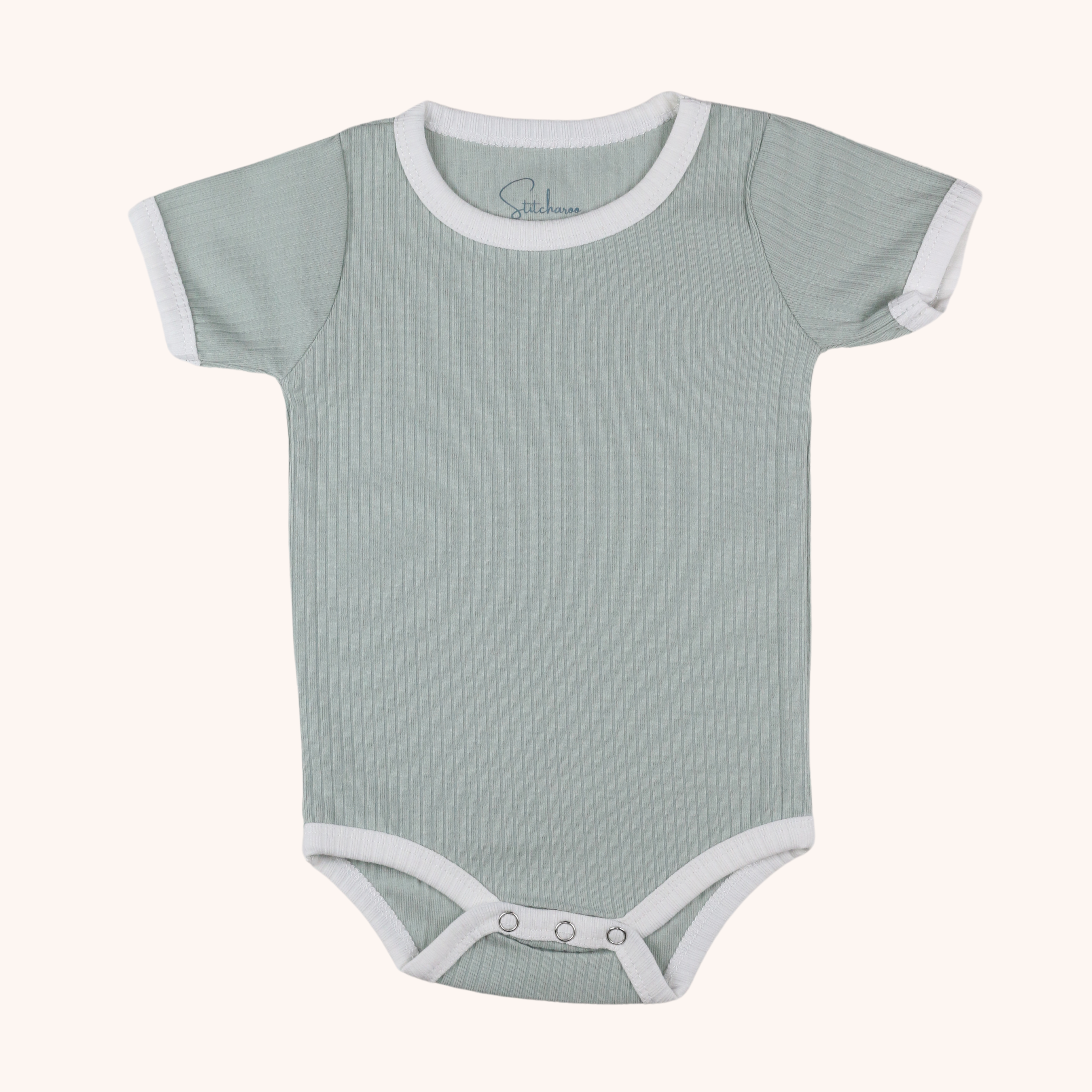 Ribbed Short-Sleeve Contrast Bodysuit
