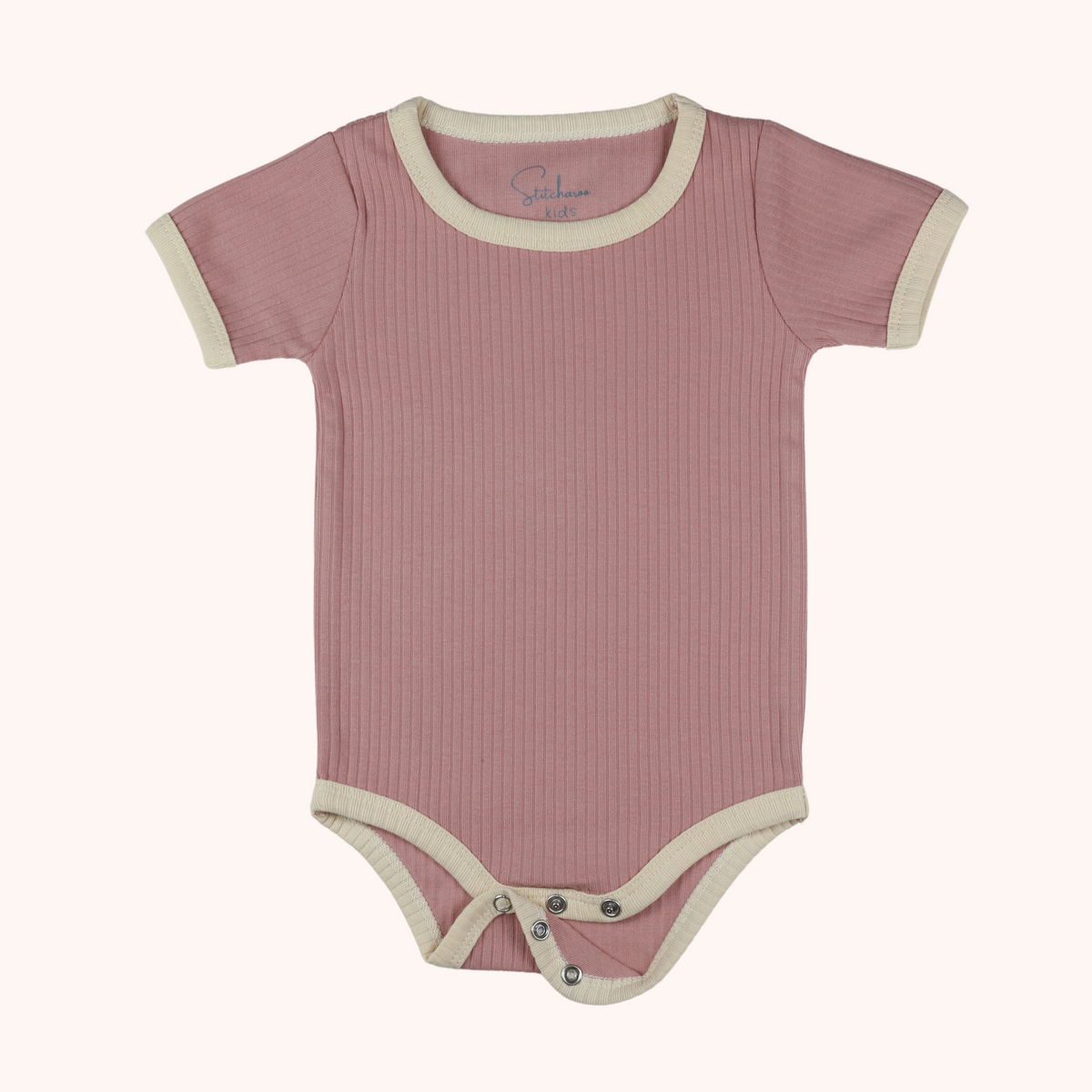 Ribbed Short-Sleeve Contrast Bodysuit