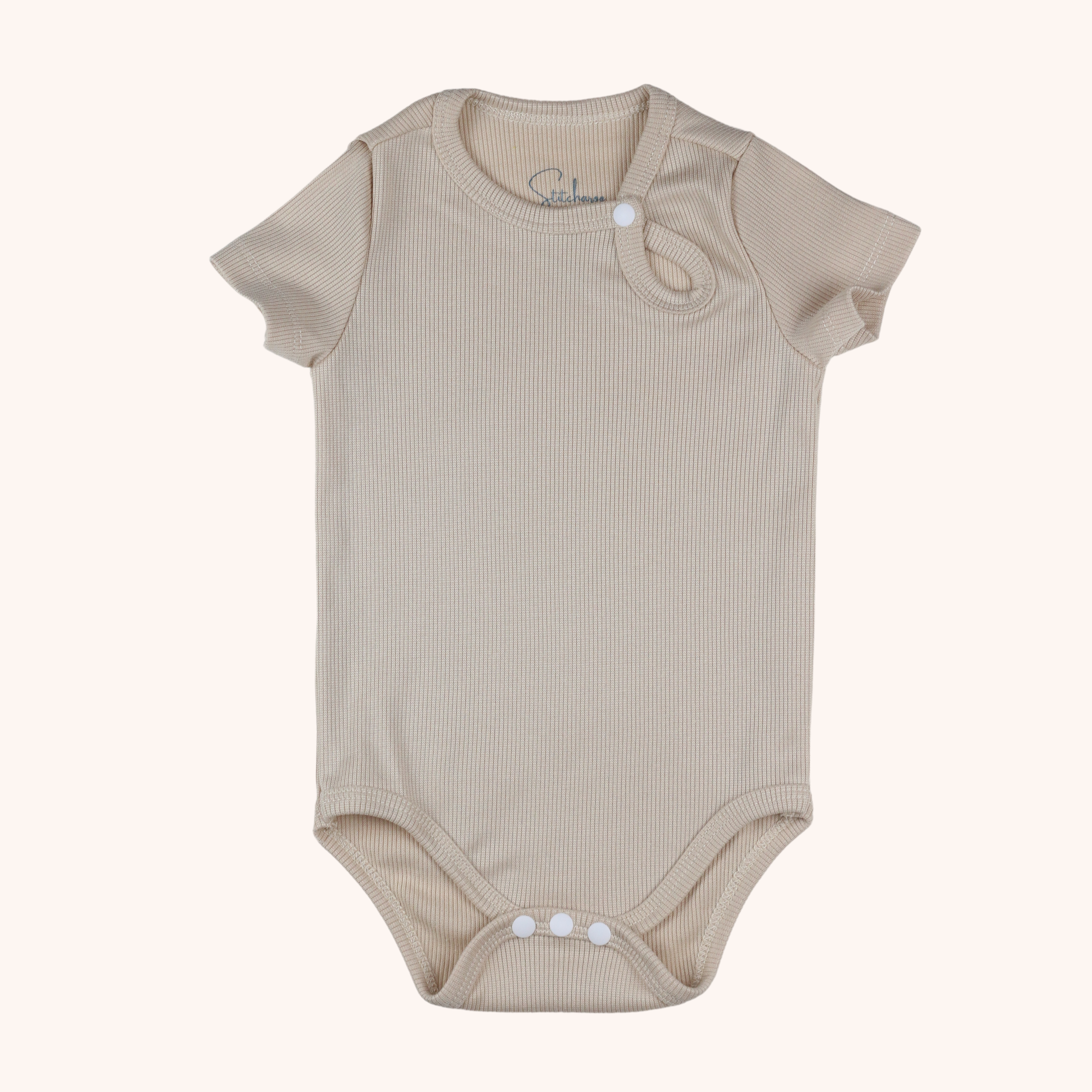 Ribbed Short-Sleeve Front Detail Bodysuit